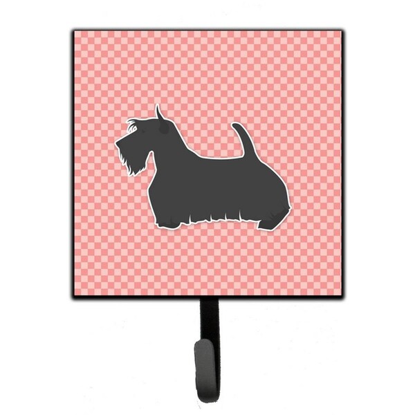 Carolines Treasures Scottish Terrier Checkerboard Pink Leash or Key Holder BB3669SH4 - main